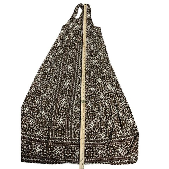 Beautiful J. Jill Maxi Dress- Chocolate Brown Printed Stretch Rayon Wide Strap W - Picture 10 of 10